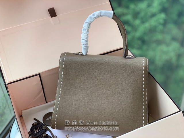 DELVAUX女包 德爾沃比利時單肩包 純手工蜜蠟縫線 德爾沃女手提包 女手拎包 DF0028手縫大象灰 Delvaux斜挎包  fcs1389